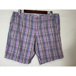 Canyon River Blues Women's Purple/Blue Plaid Classic Walking Shorts, Size 12